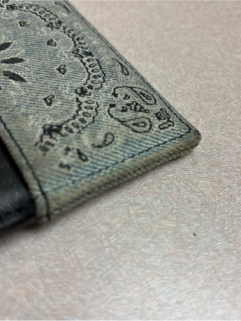 Amiri Bandana Print Leather Cardholder Wallet Denim Minimalist Slim